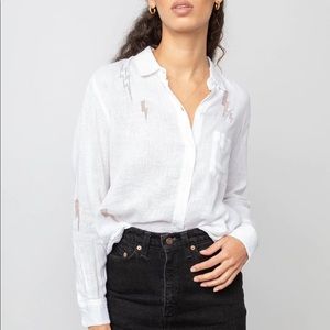 Rails Charli Button Down Shirt in White Lightning Embroidery